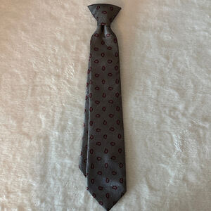 Boys Gray Red Paisley Clip-On Tie 14.5 inches Formal